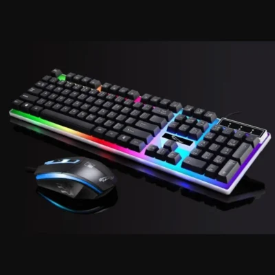 Combo phím chuột giả cơ G21 chuyên game | Trắng - Đen, Led Rainbow 10
