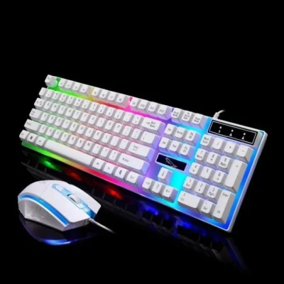 Combo phím chuột giả cơ G21 chuyên game | Trắng - Đen, Led Rainbow 11 3