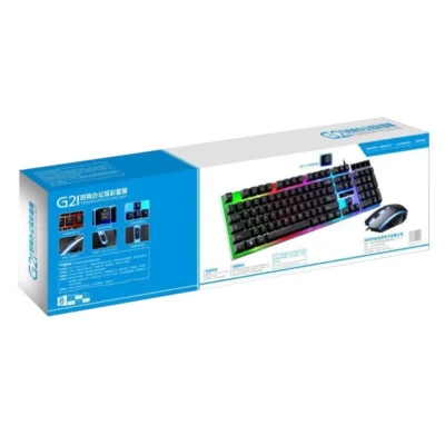 Combo phím chuột giả cơ G21 chuyên game | Trắng - Đen, Led Rainbow 12
