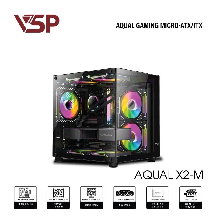 Vỏ Case VSP Aqual X2-M | Micro-ATX (Black) 710 Aqua X2 M VSP Case Aqua X3 Black 3