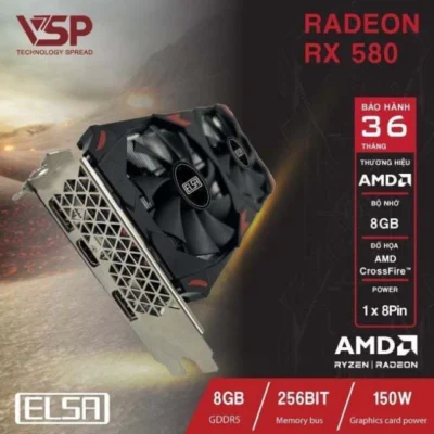 Card màn hình ELSA Radeon RX 580 Dual 8GB GDDR5 RX-580-8GB-1
