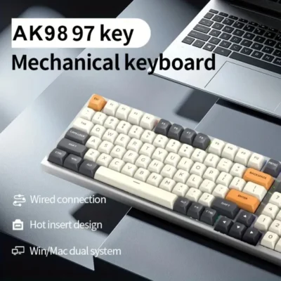 Ban phim co ASESTEK AK98 LED Rainbow Hotswap 3 chan Co num xoay Full Mod