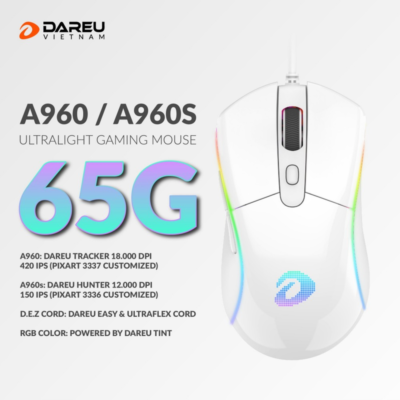 Chuột Gaming Dare-U A960s Ultralight - White anc Chuot Dare U A960s Ultralight 6