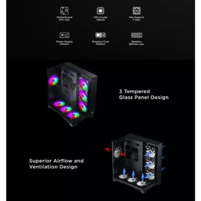 Vỏ Case Xigmatek Ocean M Nano ATX ( 3 mặt kính ) Vo Case Xigmatek Ocean M Nano ATX 3 mac kinh 5