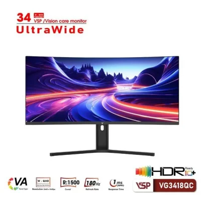 Màn hình ULTRAWIDE Gaming VSP VG3418QC | 34 inch, WQHD, VA, 180Hz, 1ms, Cong