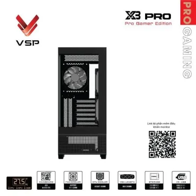 Vỏ Case VSP X3 Pro Gamer Edition Monitor Black - (NO FAN) ANC20 11zon 1