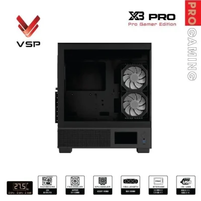 Vỏ Case VSP X3 Pro Gamer Edition Monitor Black - (NO FAN) ANC21 11zon