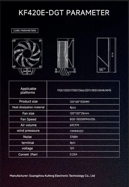 Tản nhiệt khí Leopard KF420E Digital LED ARGB | Hiển Thị Nhiệt Độ ANC 11zon 1