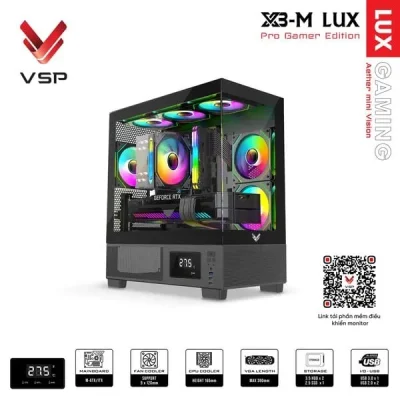 Vỏ Case VSP Aqual X3-M Lux Micro-ATX / Black