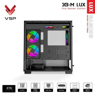 Vỏ Case VSP Aqual X3-M Lux Micro-ATX / Black vovsp4