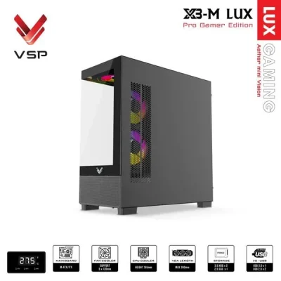 Vỏ Case VSP Aqual X3-M Lux Micro-ATX / Black vovsp5