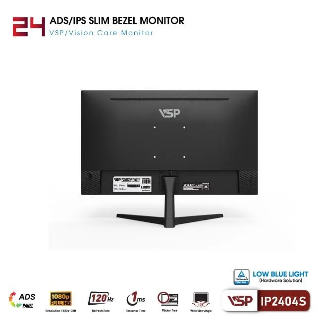 Màn hình Phẳng VSP IP2404S 23.8'' Full HD IPS 1ms 120Hz TUV bảo vệ mắt ANCVSP120HZ8 11zon