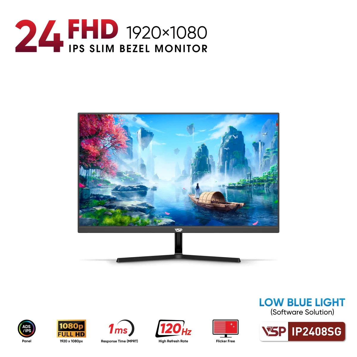 Màn Hình Phẳng VSP IP2408SG 24'' IPS FHD 120Hz 1ms 6vsp