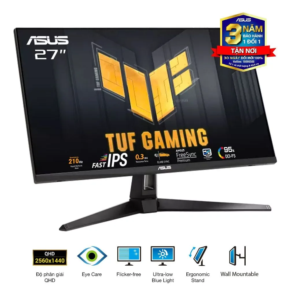 Màn hình Phẳng ASUS TUF GAMING VG27AQ5A 27" Fast IPS 2K 210Hz chuyên game 8Man hinh ASUS TUF GAMING VG27AQ5A