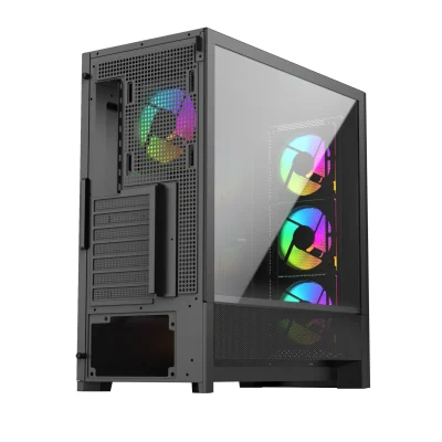 Vỏ Case Linktech Bahamut 4FA Black (Mid Tower/ Màu Đen) - 4 Fan 3Vo Case Linktech Bahamut 4FA san 4 FAN ARGB