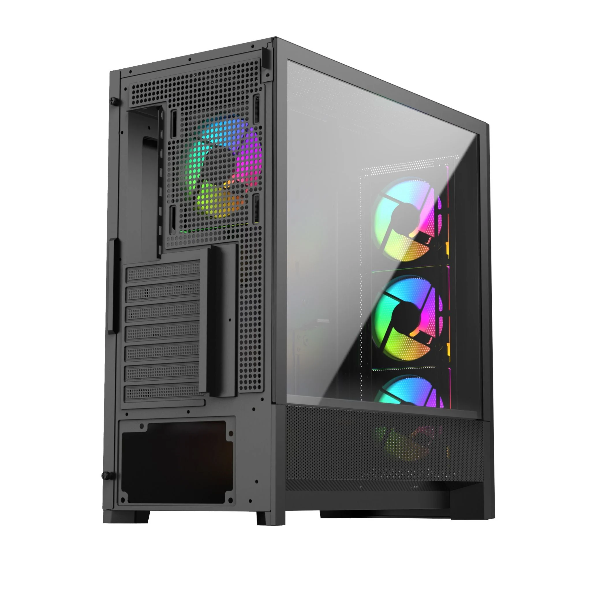 Vỏ Case Linktech Bahamut 4FA Black (Mid Tower/ Màu Đen) - 4 Fan 3Vo Case Linktech Bahamut 4FA san 4 FAN ARGB