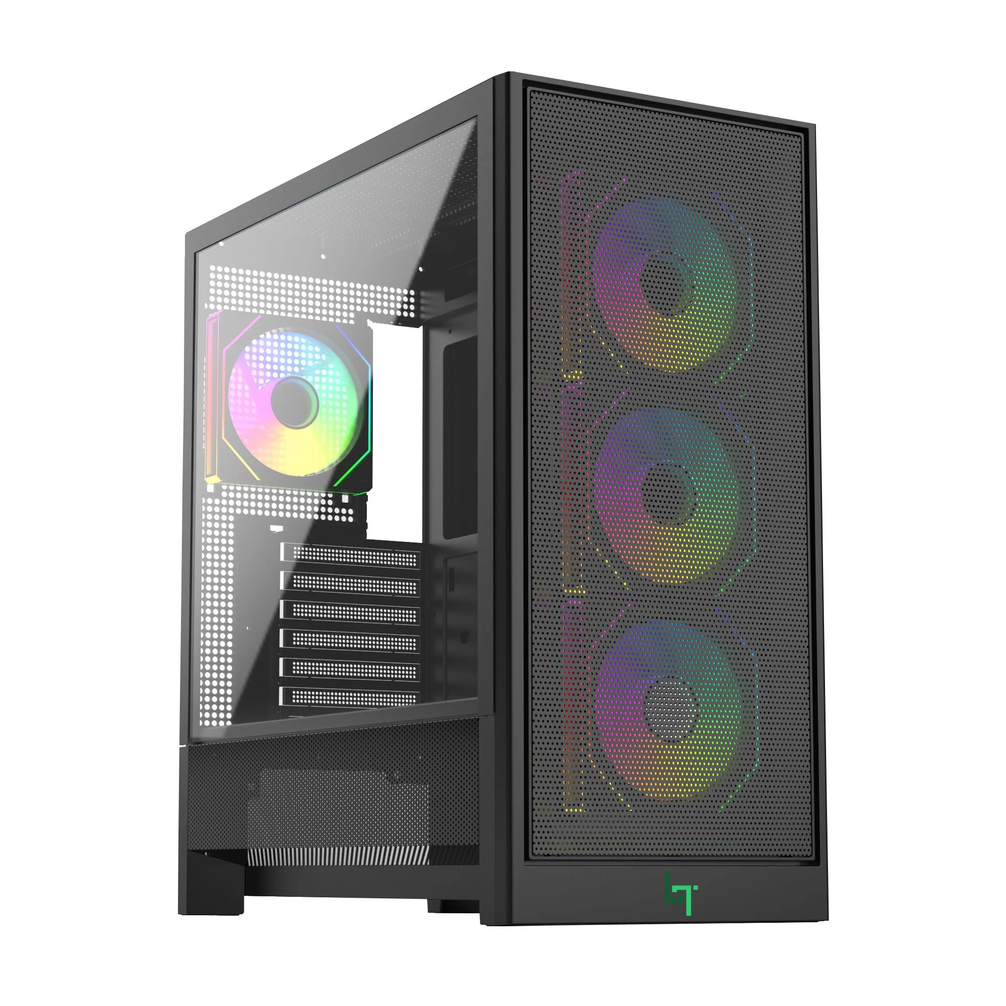 Vỏ Case Linktech Bahamut 4FA Black (Mid Tower/ Màu Đen) - 4 Fan Vo Case Linktech Bahamut 4FA san 4 FAN ARGB